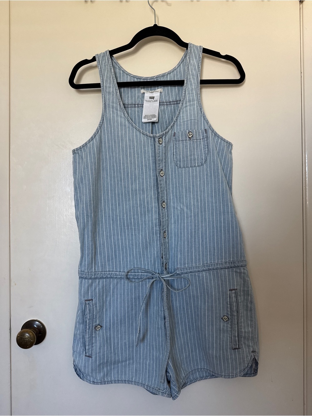Levi’s women’s Striped Button down Romper in Light Blue size S